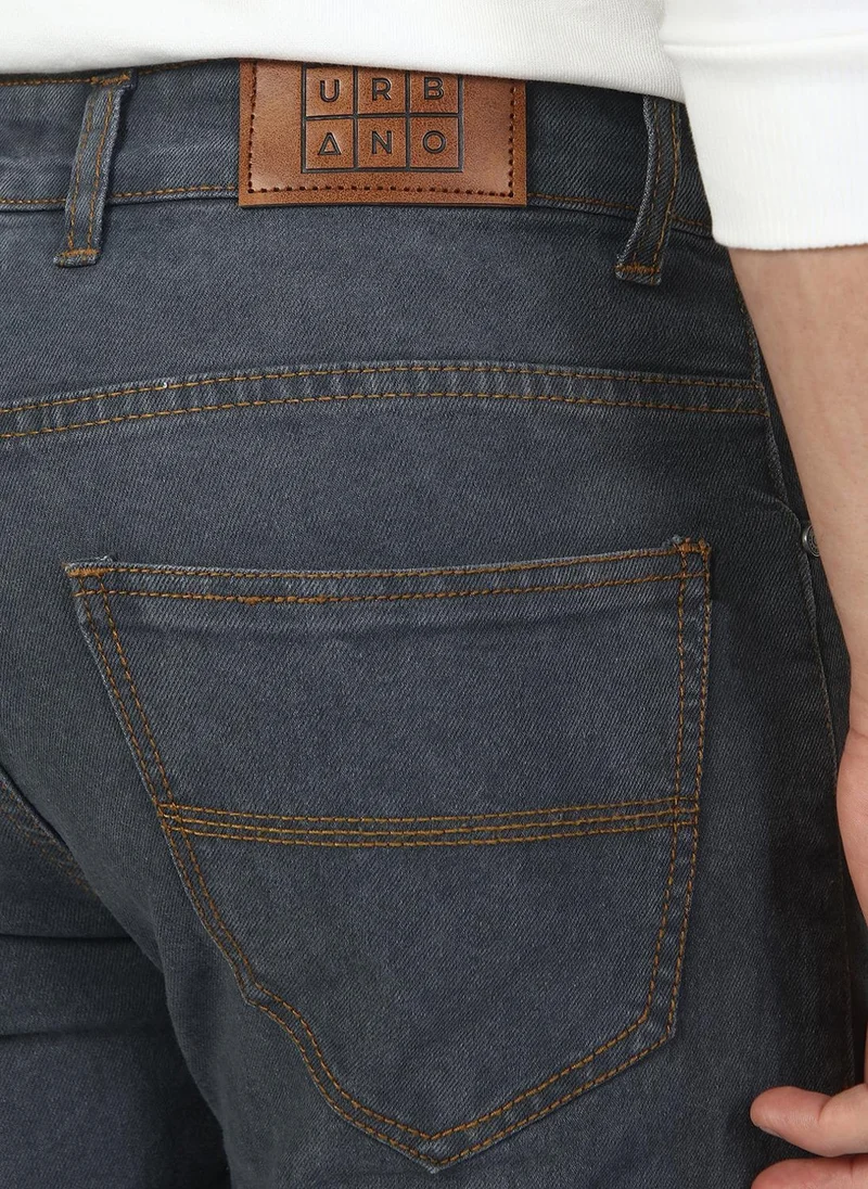Urbano Fashion  Urbano Fashion Men's Grey Slim Fit Washed Jeans Stretchable for Men | Best Price UAE